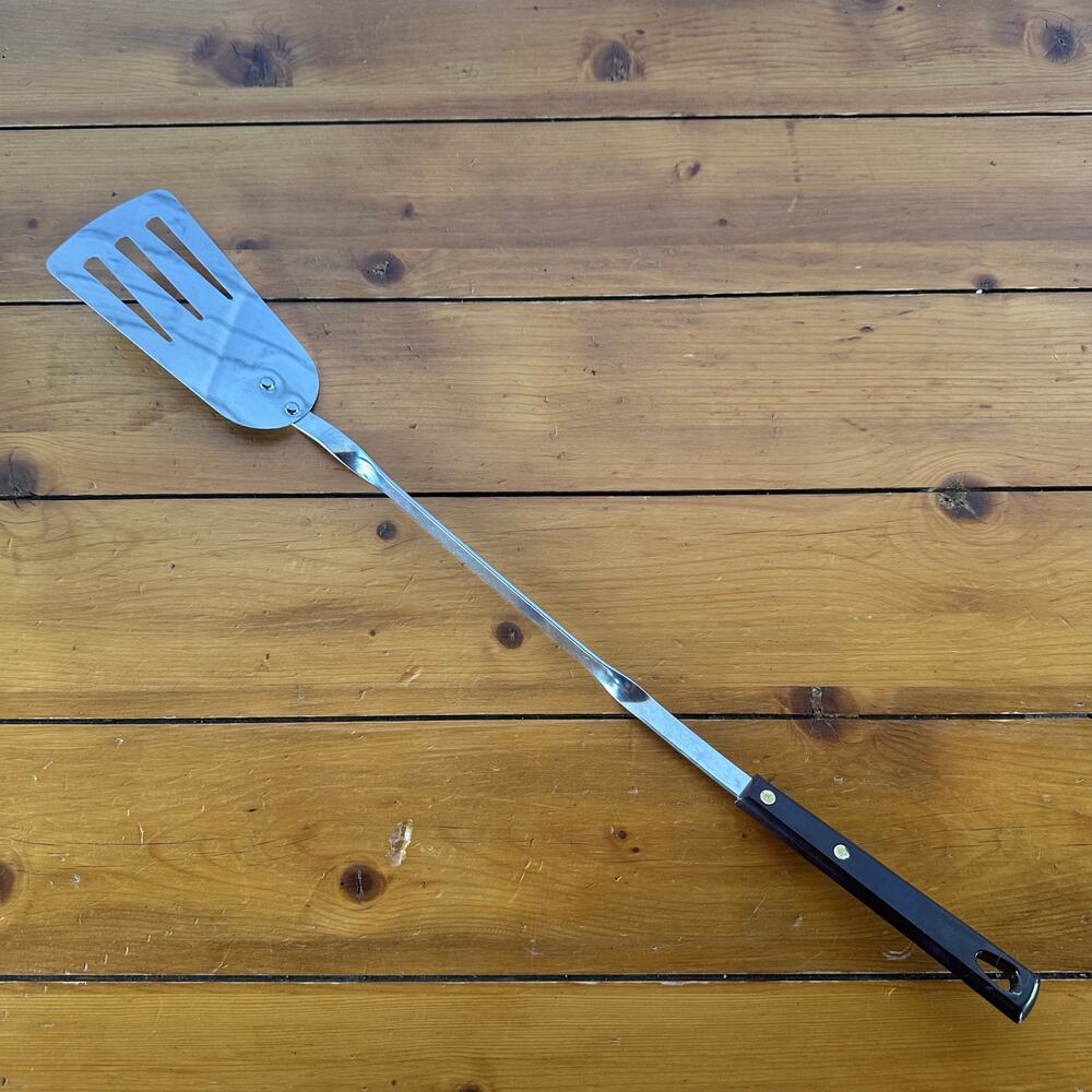 Vintage Stanhome Stainless Long BBQ Twist Utensil Slotted Spatula Turner Flipper